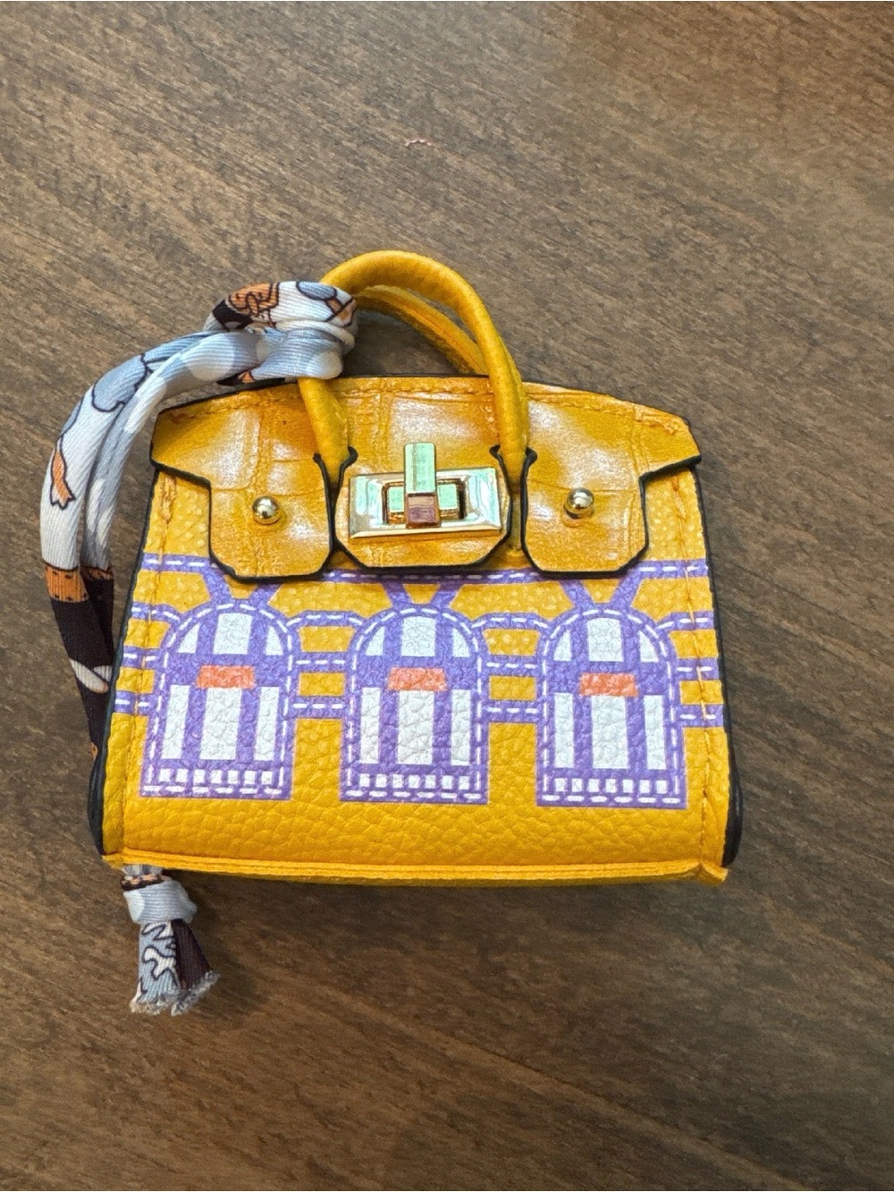 Yellow Patterned Mini Satchel Handbag